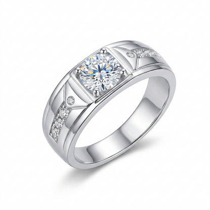 White Gold Moissanite Ring 1ct Center Stone