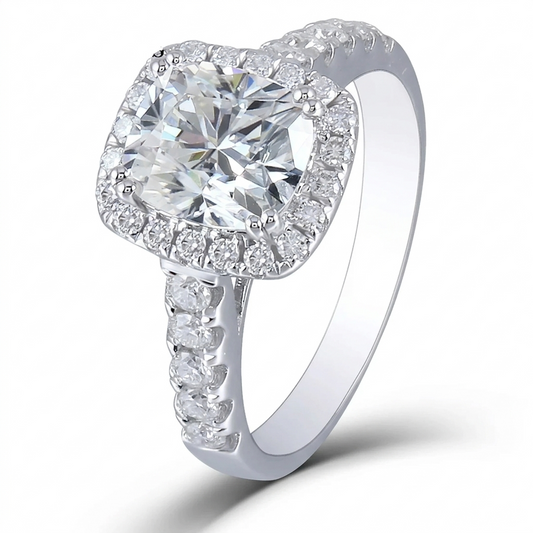 White Gold Halo 10k Engagement Ring With Moissanite 2.55ct Total