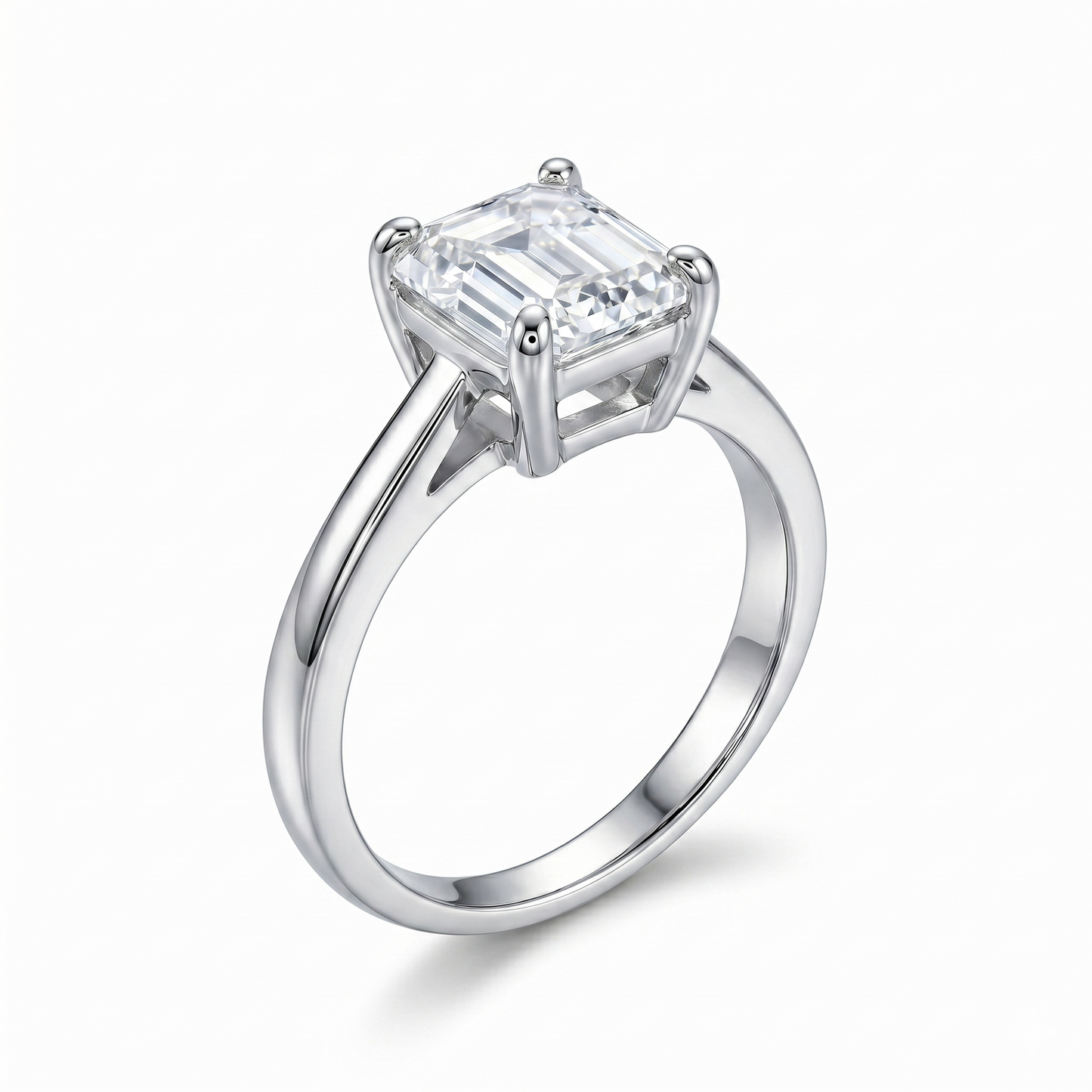 Platinum Plated Silver Solitiare Moissanite Ring 2ct
