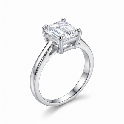 Platinum Plated Silver Solitiare Moissanite Ring 2ct