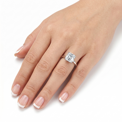 Platinum Plated Silver Solitiare Moissanite Ring 2ct