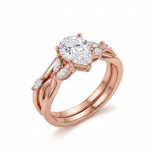 Silver or Gold Pear Cut Moissanite Engagement Ring 1.5ct