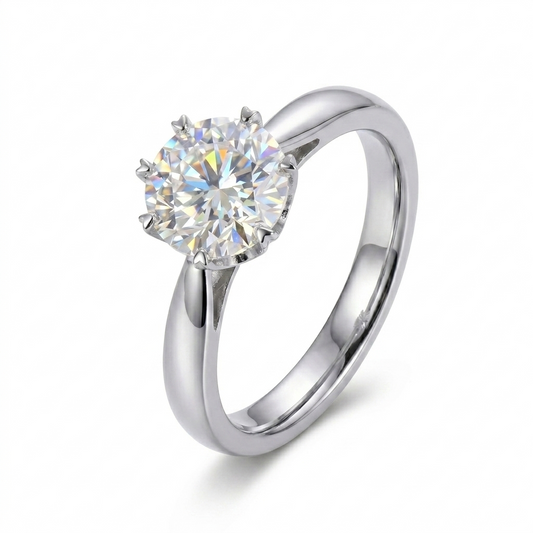 Woman Ring Jewelry - 14k White Gold Solitaire Moissanite Ring 1ct