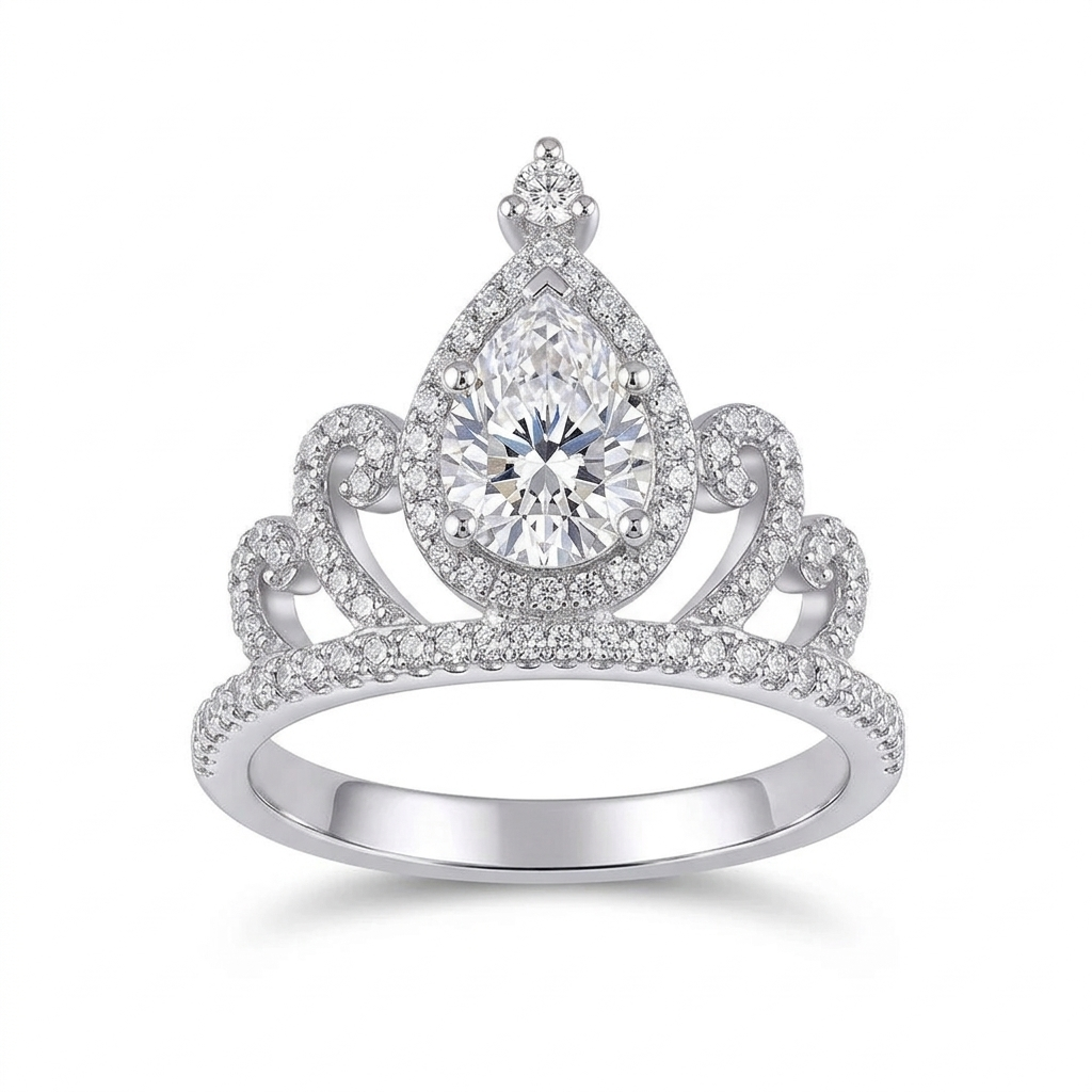 Platinum Plated Silver Vintage Moissanite Ring 1ct & 2ct Options