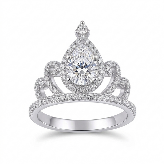 Platinum Plated Silver Vintage Moissanite Ring 1ct & 2ct Options