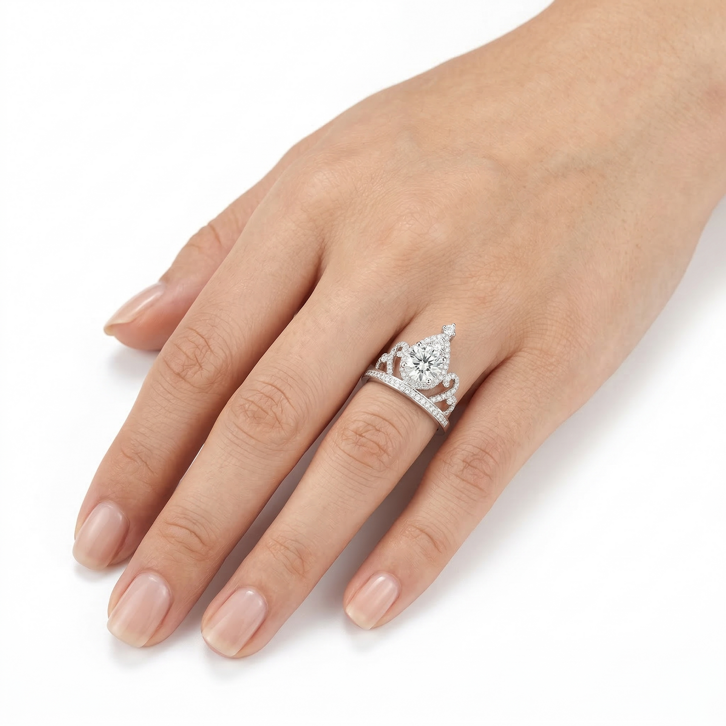 Platinum Plated Silver Vintage Moissanite Ring 1ct & 2ct Options