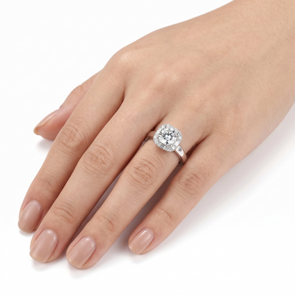 14k White Gold Halo Moissanite Biggest Engagement Ring 1ct Center Stone