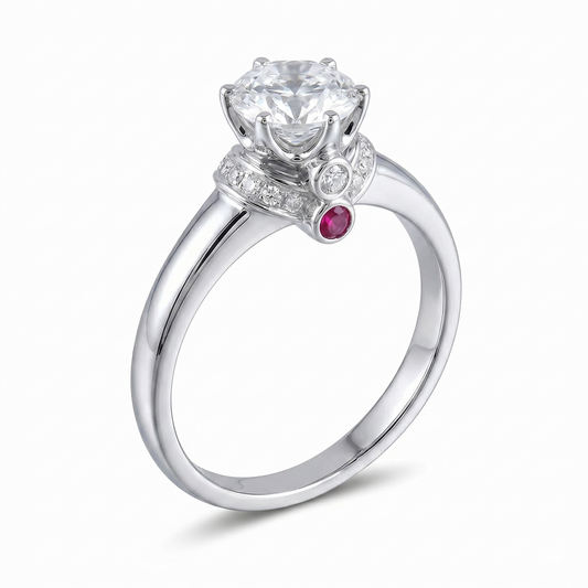 18k White Gold Moissanite Woman Ring Rings 1ct Center Stone