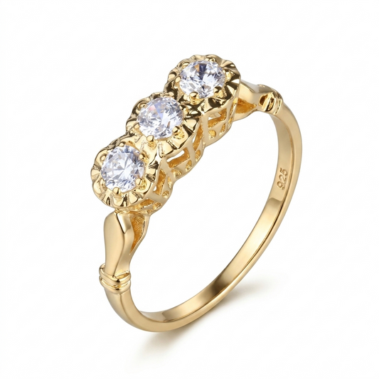 14k Yellow Gold Vintage / Unique Moissanite Women Engagement Rings 0.3ct Total