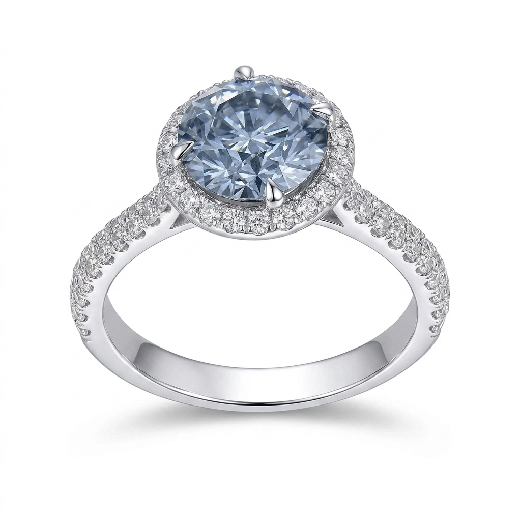 10k White Gold Moissanite Halo for Rings 2.13ct Total