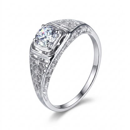 14k White Gold Vintage / Unique Moissanite Rings for Wedding 0.4ct