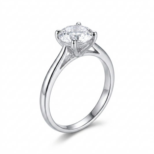 10k White Gold Solitaire Moissanite Ring 1.25ct | Moissanite Fine Jewelry