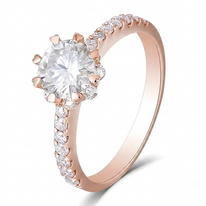 14k Rose Gold Moissanite Ring 1 Carat Center Stone Engagement Ring