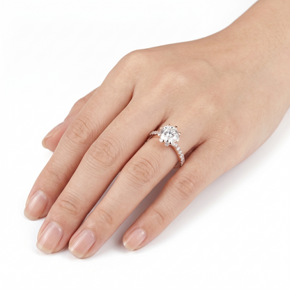 14k Rose Gold Moissanite Ring 1 Carat Center Stone Engagement Ring