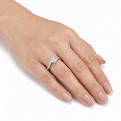 14k moissanite ring / 14k White Gold Moissanite Ring 1ct Center Stone