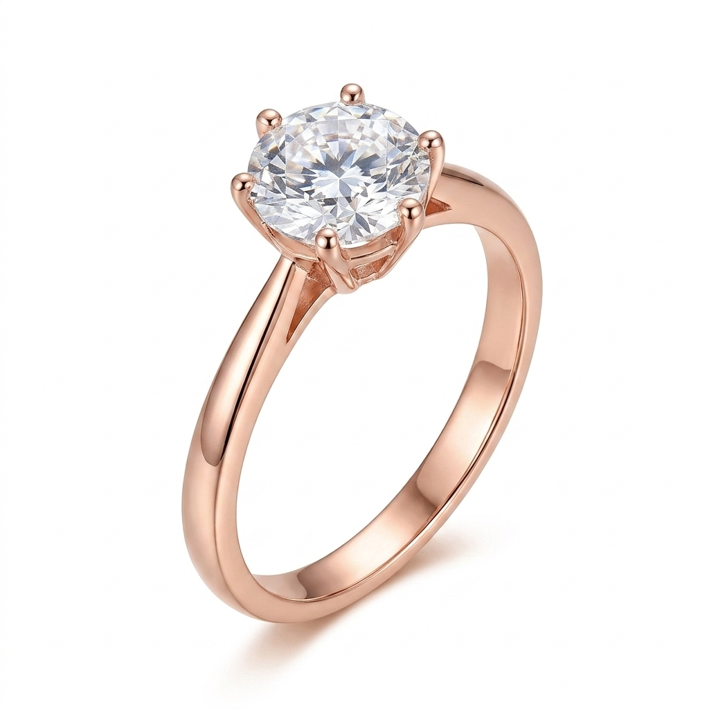 14k Rose Gold Solitaire Moissanite Ring 1ct | Engagement and Marriage Rings