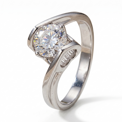 18k White / Yellow / Rose Gold Engagement Ring Set Heart Moissanite 1ct