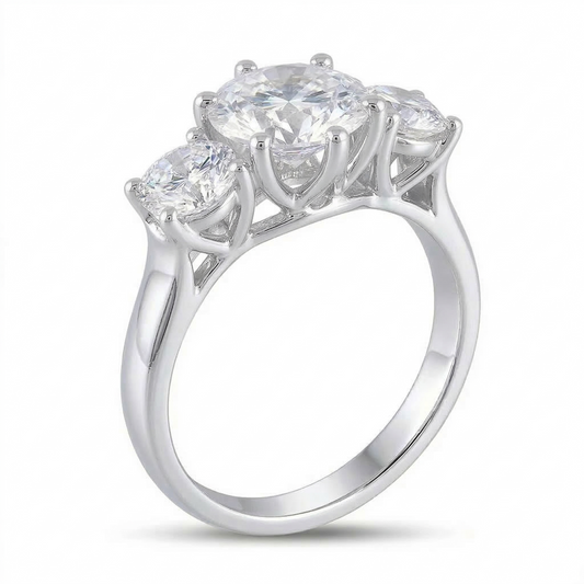 10k White Gold 3 Stone Moissanite Ring 3.5ct Total