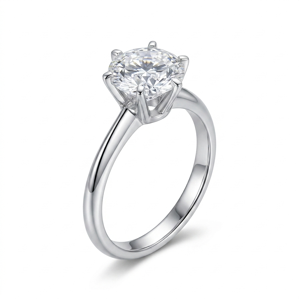 Below 1k Engagement Ring - 14k White Gold Solitaire Moissanite Ring 2ct