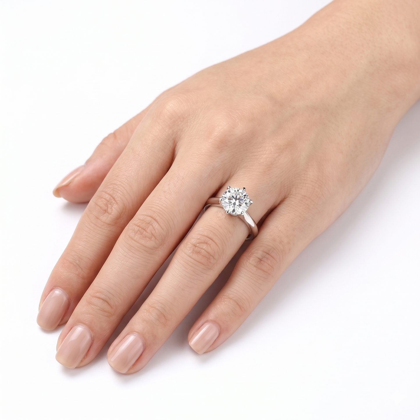 Below 1k Engagement Ring - 14k White Gold Solitaire Moissanite Ring 2ct