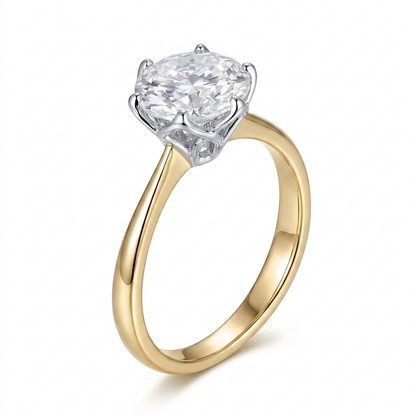 14k Yellow / White Gold Solitaire Moissanite 2 Carat Ring