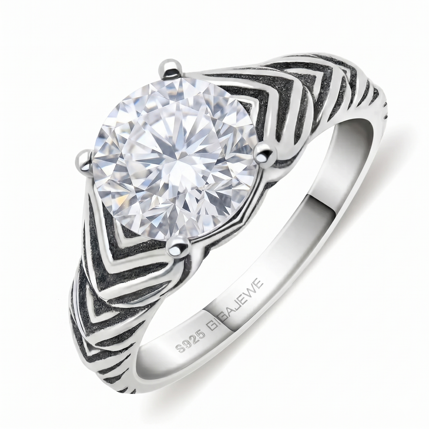Platinum Plated Silver Wide Moissanite Ring 2ct (Multiple Colors) / Most Affordable Engagement Rings