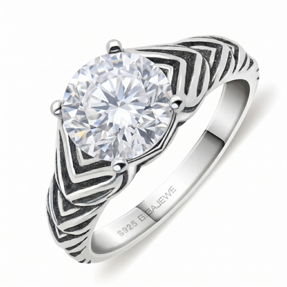 Platinum Plated Silver Wide Moissanite Ring 2ct (Multiple Colors) / Most Affordable Engagement Rings