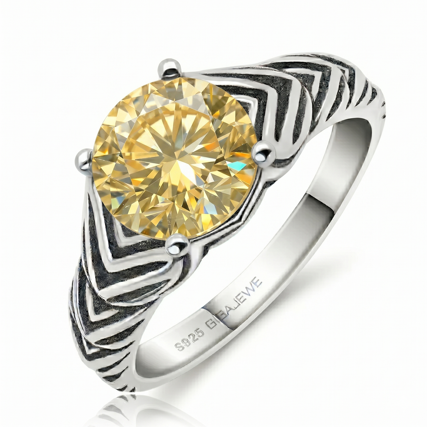 Platinum Plated Silver Wide Moissanite Ring 2ct (Multiple Colors) / Most Affordable Engagement Rings
