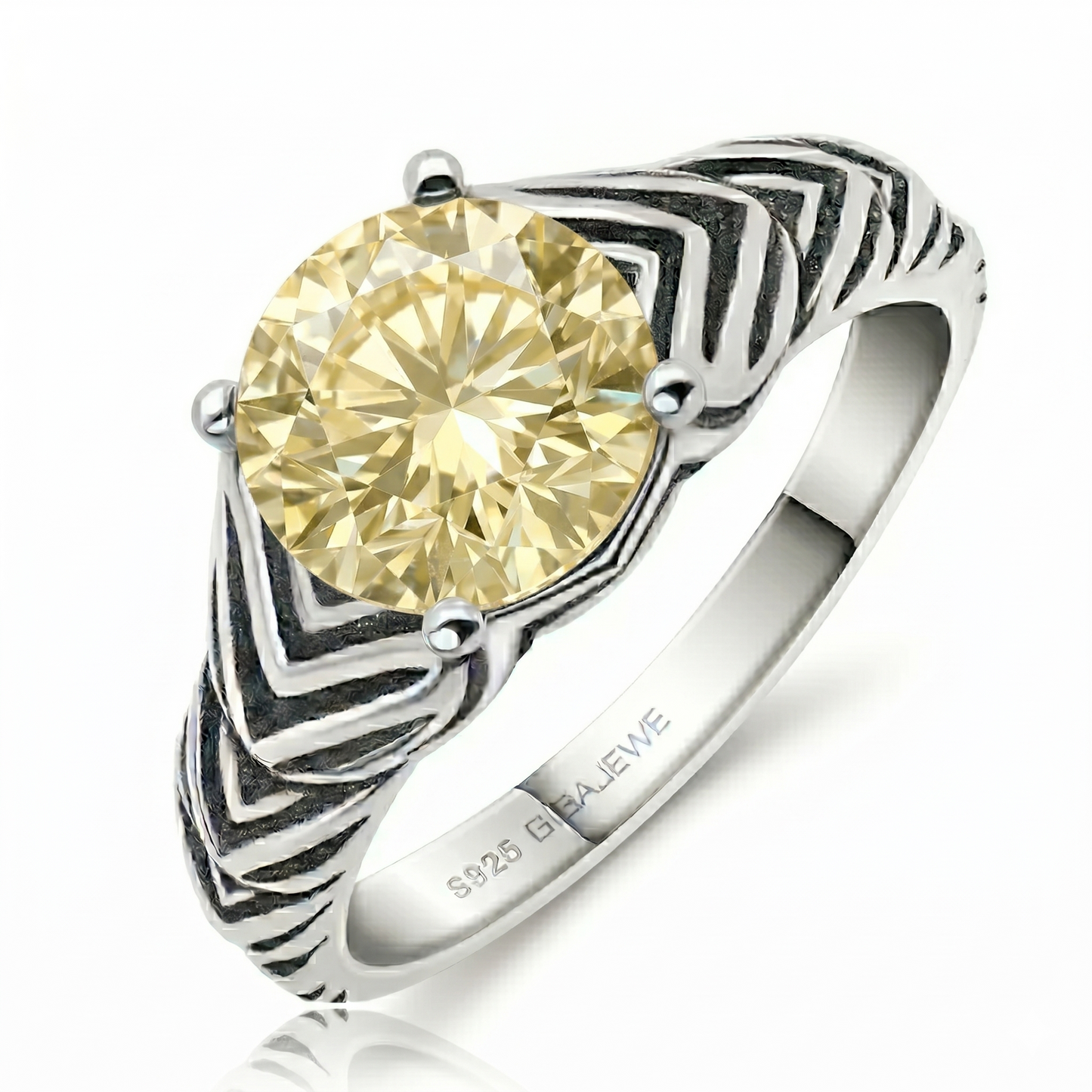 Platinum Plated Silver Wide Moissanite Ring 2ct (Multiple Colors) / Most Affordable Engagement Rings