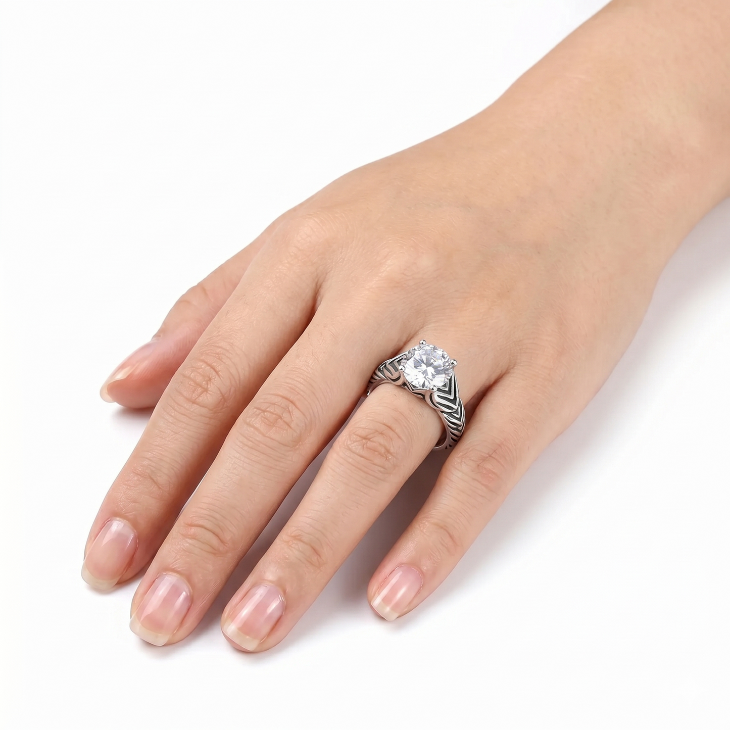 Platinum Plated Silver Wide Moissanite Ring 2ct (Multiple Colors) / Most Affordable Engagement Rings