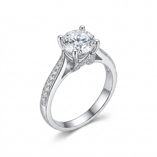 White Gold Plated Silver Moissanite Ring for Sale 1ct