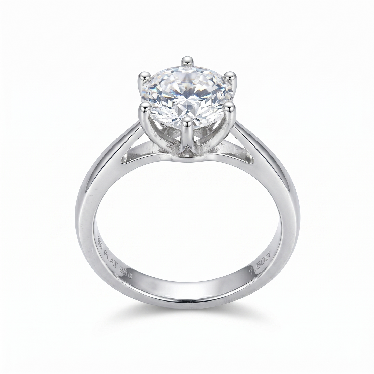 14k White Gold Moissanite Solitaire Ring 2ct