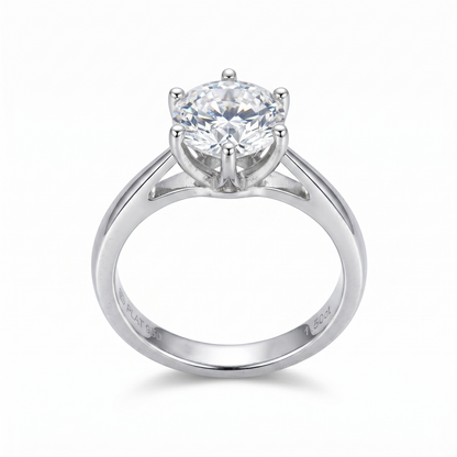 14k White Gold Moissanite Solitaire Ring 2ct