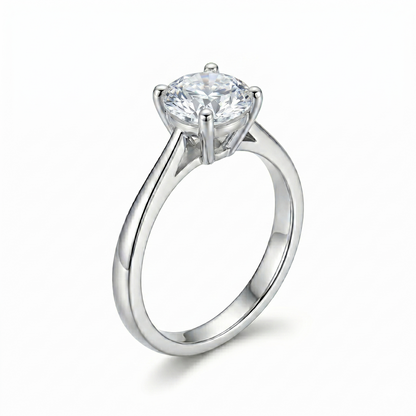 14k White Gold Solitaire Moissanite 1 ct engagement ring