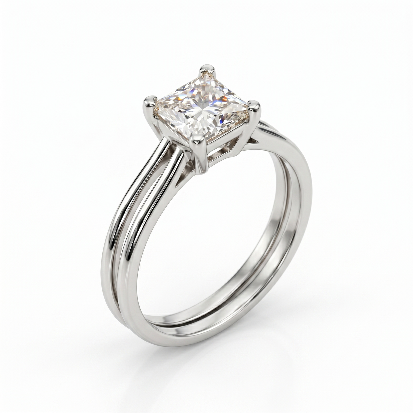 14k White Gold Princess Cut Moissanite Ring 1.5ct