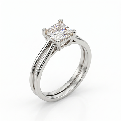 14k White Gold Princess Cut Moissanite Ring 1.5ct