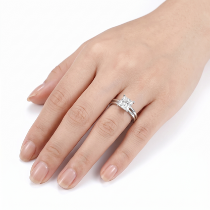 14k White Gold Princess Cut Moissanite Ring 1.5ct
