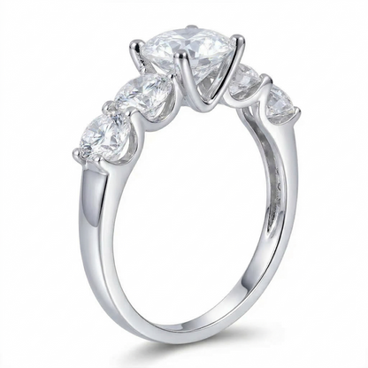 14k White / Yellow / Rose Gold Moissanite 5 Stone Engagement Ring 2ct Total