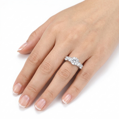 14k White / Yellow / Rose Gold Moissanite 5 Stone Engagement Ring 2ct Total