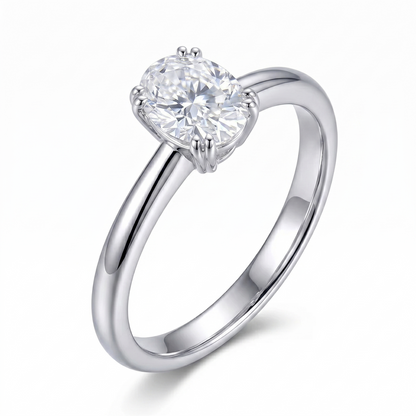 14k White Gold Oval Cut Moissanite Ring 1ct