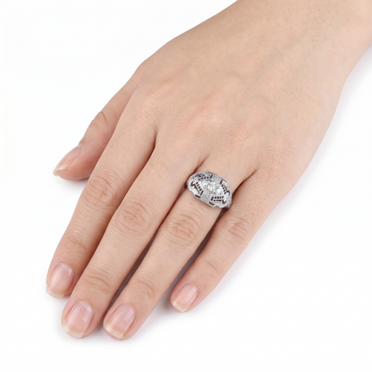White Gold Plated Silver 3 Stone Moissanite Ring 0.12ct Total