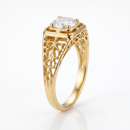 10k Yellow Gold Vintage / Unique Moissanite Ring 0.4ct / Unique Engagement Rings Vintage