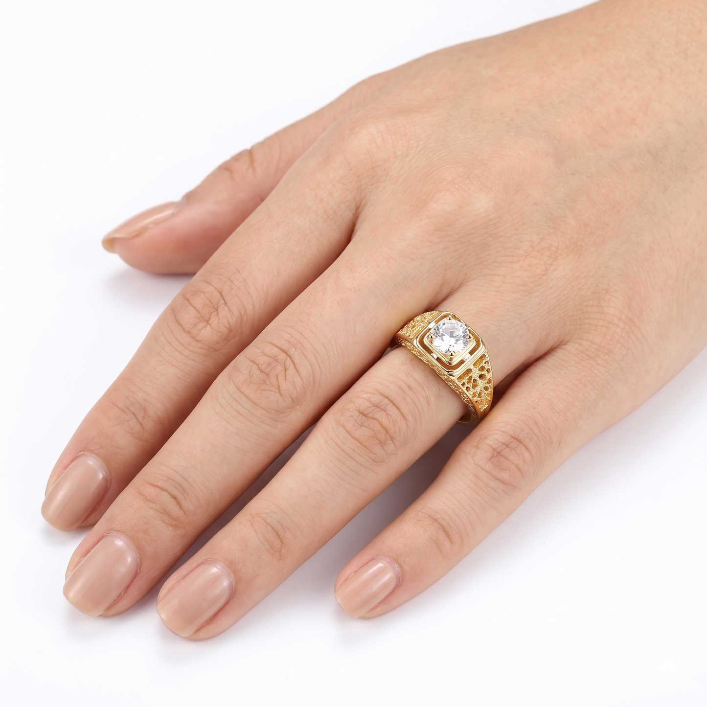 10k Yellow Gold Vintage / Unique Moissanite Ring 0.4ct / Unique Engagement Rings Vintage