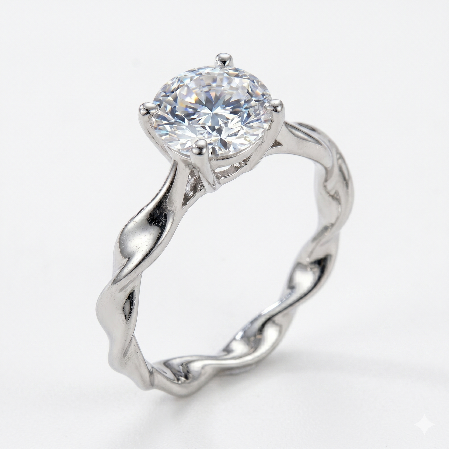 14k White Gold Solitaire Moissanite Ring 2 Carat
