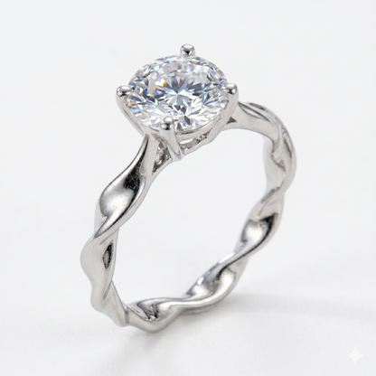 14k White Gold Solitaire Moissanite Ring 2 Carat