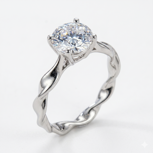 14k White Gold Solitaire Moissanite Ring 2 Carat