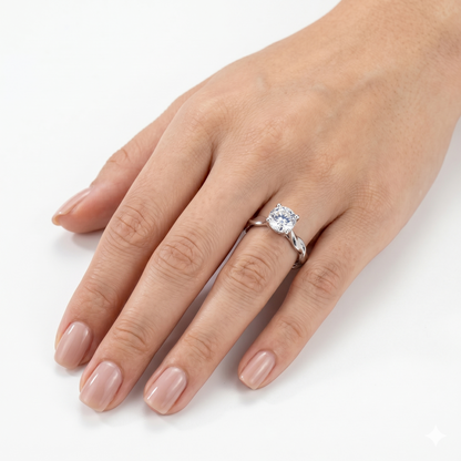 14k White Gold Solitaire Moissanite Ring 2 Carat