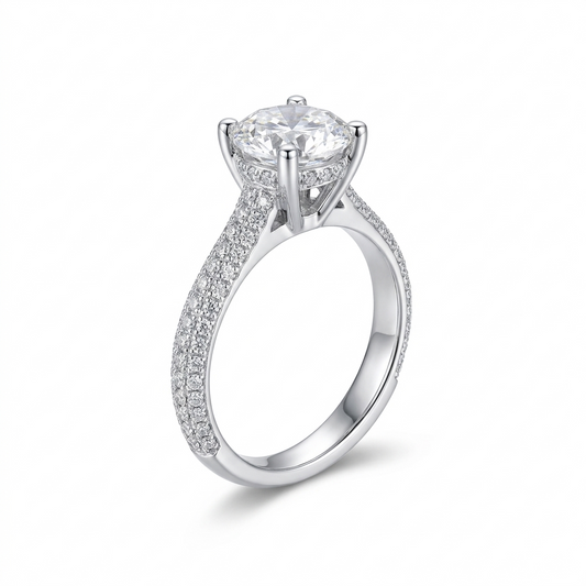 10k White Gold Moissanite Womens Promise Ring 1ct, 1.5ct, 2ct Center Stone Options