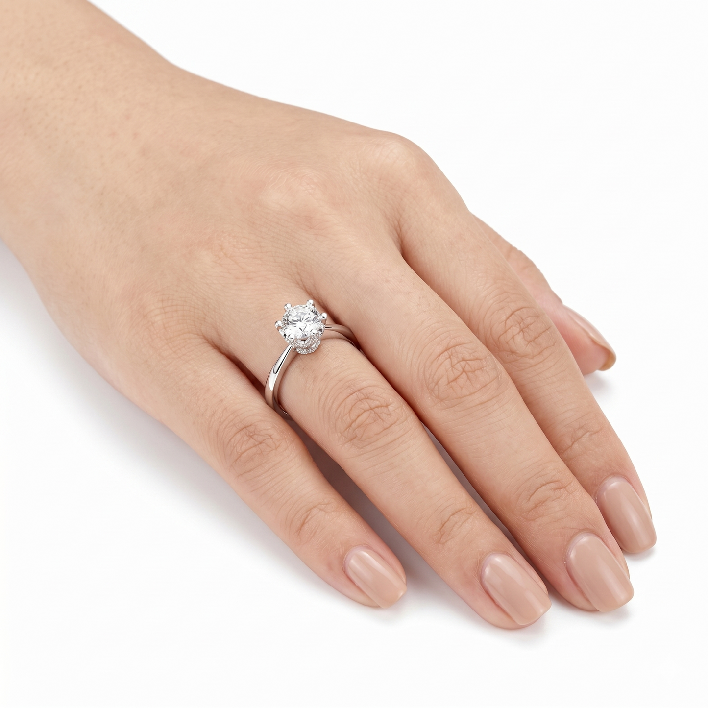 Platinum Plated Silver Vintage Moissanite Ring 1ct Center Stone