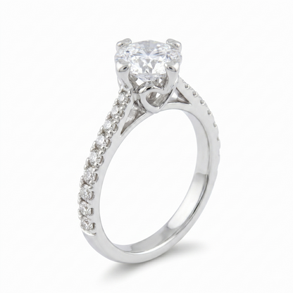 Platinum Plated Silver Moissanite Ring 1.5ct Center Stone